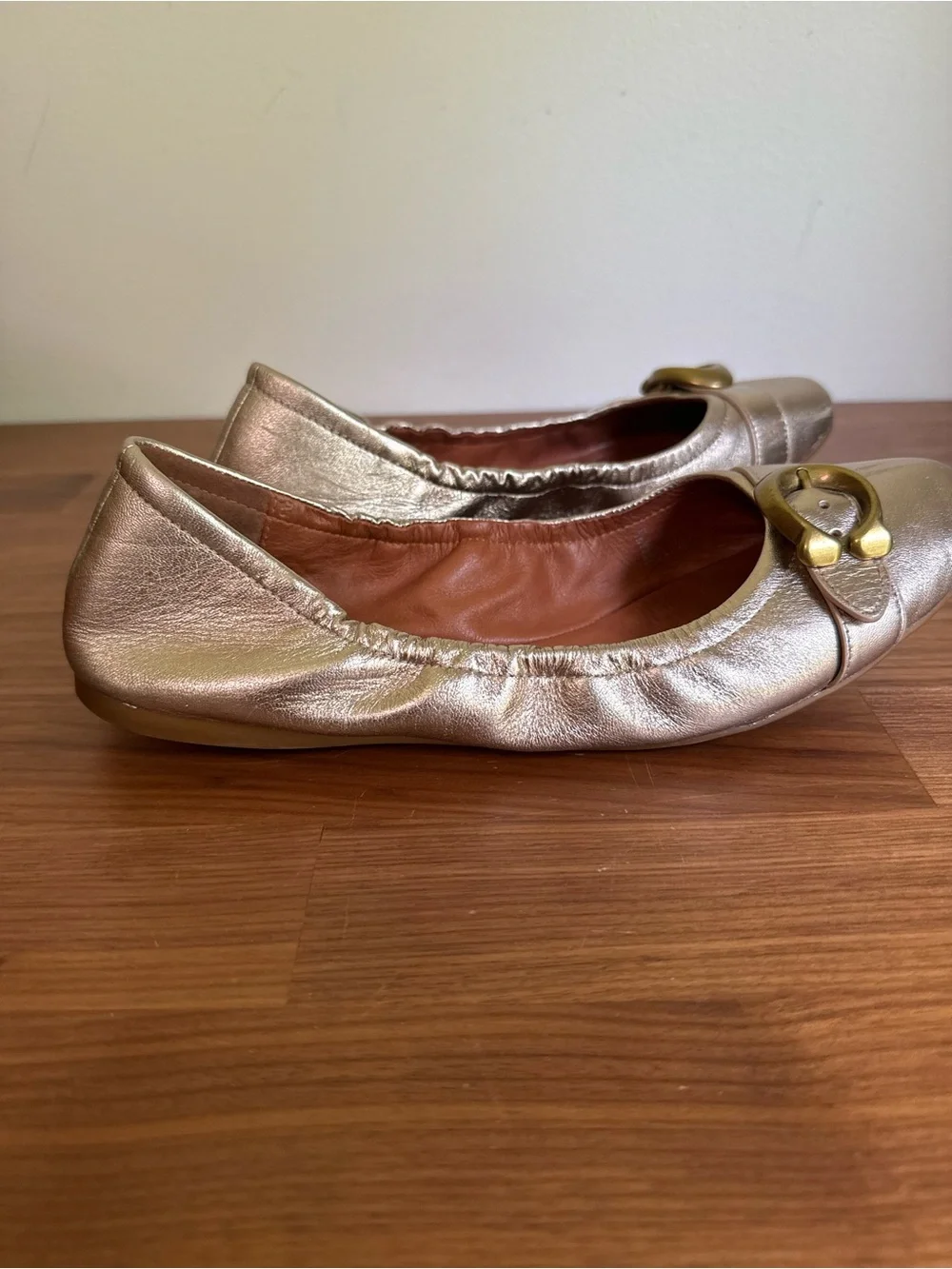Coach Stanton Metallic Gold Ballet Flats, size 10